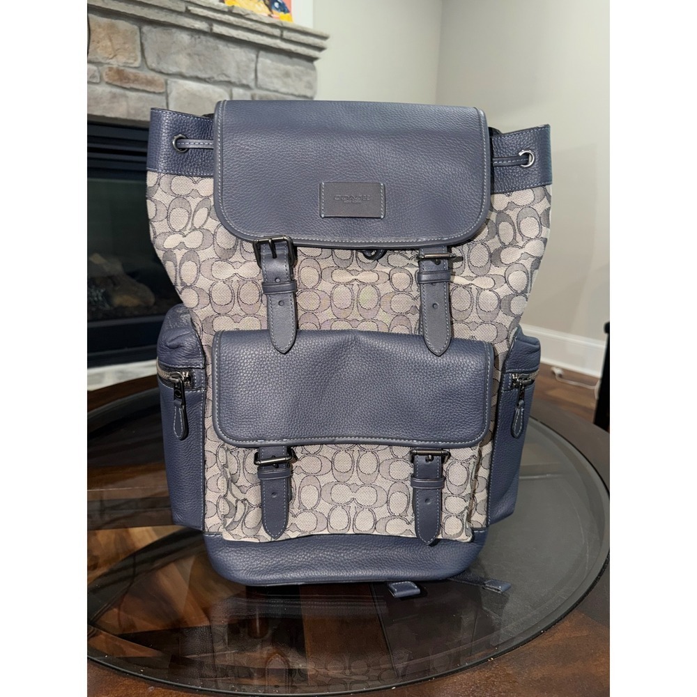 Coach Sprint Backpack Signature Jacquard Navy Midnight Blue CE523 NWT